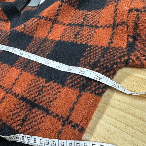 Rails Colleen Rust Black Plaid Sweater V-Neck Women's Size Medium New With Tags - Picture 9 of 10